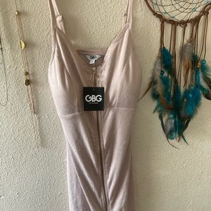 Light pink zip up bodycon dress